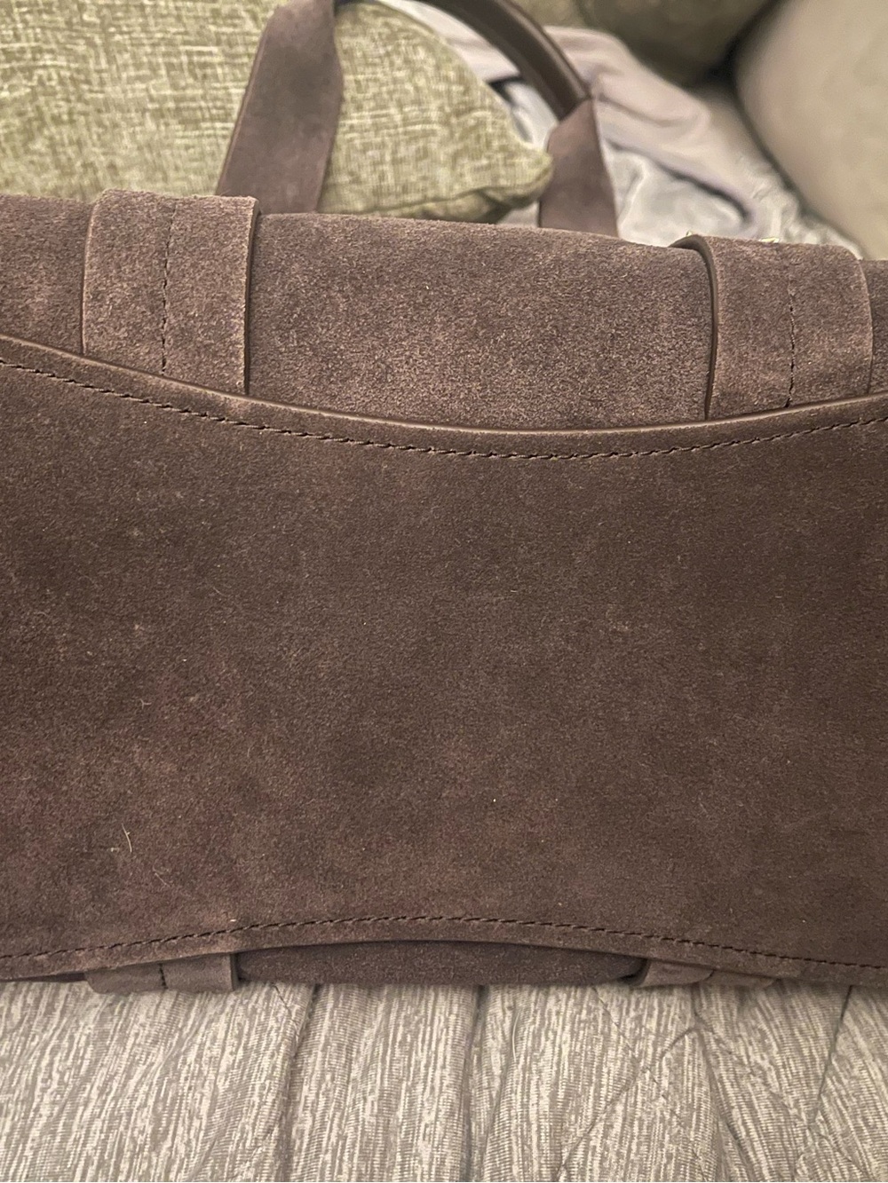 Michael Kors Chocolate Brown Suede Shoulder Bag with Gold Hardware - Picture 6 of 6